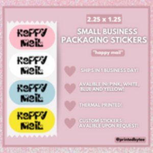 50 Thermal Packaging Stickers (White, Pink, Blue, Yellow)